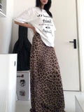 Leopard Print Long Skirt Women Summer Vintage Sexy High Waist Slim Elegant Trumpet Skirt Female High Street Chic