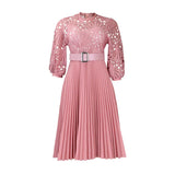 Summer oversized lace hook flower sexy hollow out pleated European and American dress cross-border dress