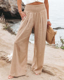 Spring Summer Pants for Women Women Pants Office Lady Cotton Linen Pockets Solid Loose Casual White Wide Leg Long Trousers