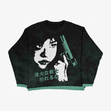 Hip Hop Knitted Men's Women's Sweater 2023 Harajuku Fashion Spider Boy Pattern Printing Loose Tops Casual Streetwear Pullover