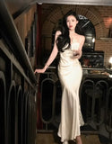 Summer Women Sexy Spaghetti Strap Evening Party Prom Club New Elegant Backless Split Satin Long Dresses Female Vestidos