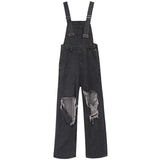 Streetwear Denim Overalls Women 5Xl Y2K Vintage Hole Wide Leg Jeans Jumpsuit Summer High Waist Loose Casual Suspend Pants