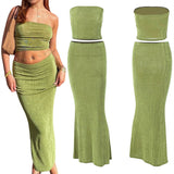 HiqdressTwo Piece Skirt Set Women's Suit y2k Clothes Summer Sexy Outfit Cropped Top and Split Skirt Chic Elegant Female Clothing