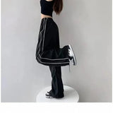 Y2k Women Cargo Pants Parachute Pants Korean Harajuku Sweatpants Blue Wide Leg Trousers Loose Low Waist Oversized Jogger