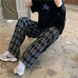 High Waist Plaid Wide Leg Pants Women Korean Fashionable Hip Hop Ladies Trousers Summer Casual All Match Pants New