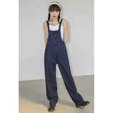 Denim Overalls Women Streetwear Jumpsuits Vintage Sweet Wide Leg Suspender Pants Preppy Bow Bandage Strap Jeans Trousers