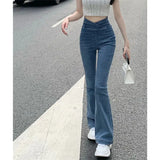 Women's Jeans Bell Bottom Trousers Slim Fit Pants for Women Skinny Flared High Waist Shot Blue Flare Harajuku Fashion Retro Emo