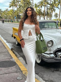 Sexy Women's Tint Temperament Slim Fit Wrap Hip Skirt Spicy Girl Half Skirt Elegant Fishtail Skirt White Long Skirt