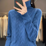 Autumn Winter Women's Soft Wool Sweater Pile Collar Twisted Thickened Pullover Casual Basis Top Cashmere Female Knitwear