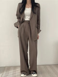 HiqdressWomen Suit Jacket Trousers Set Full Sleeve Single Breasted Pants Solid Elegant Suit Commuter Coat Autumn Winter Clothing