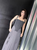 Fashion Women Pleated Sling Maxi Dress Elegant Sleeveless Chest Wrap Slim Dresses Chic Office Lady Commuting Vestidos