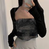 HiqdressWomen Thumbhole Long Sleeve Bolero Shrug Solid Color Open Front Cropped Cardigan Top Bodycon Slim Fit Sunscreen Arm Cover Jacket