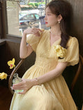 Summer New Elegant Midi Dress Woman One Piece Chic Holiday Lady Fashion Party Vestidos Clothing