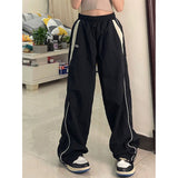 Hiqdress1 Women Spring Retro Solid Loose Drawstring Trousers Casual Joggers Baggy Wide Leg Sweatpants Mid Waist Sporty Y2k Female Clothes