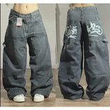 HiqdressStreet Vintage Jeans New Y2K Harajuku Wash blue Multiple pockets Baggy Jeans Denim Pants Mens Womens High Waist Wide Trousers