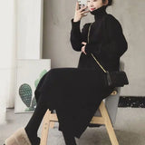 Robe Black Female Dress Clothing Crochet Evening Loose Turtleneck Knit Maxi Women's Dresses Long White Autumn and Winter Sleeve