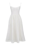 elegant and pretty women's dresses Midi White Vacation Dress Spaghetti Strap Beach Dress A Line Party Dresses