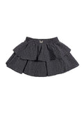 Kawaii Black Plaid Mini Skirt Women Japanese Sweet Harajuku Y2K Elastic Waist A-line Loose Ruffle Short Skirt Lolita