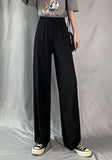 Women Pants 2023 New Spring Summer Ice Silk Wide Leg Pants High Waist Casual Female Slim Loose Straight Black Trousers