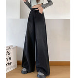 Vintage High Waist Jeans Fashion Korean Women Loose Wide Leg Pants Casual Female Streetwear Denim Trousers Spring New