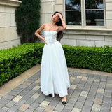 Summer Elegant Dresses for Women New Arrivals White Long Party Dresses Hollow Out Flare Female Clothing