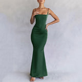 Green Elegant Mermaid Prom Dress Spaghetti Strap Bodycon Celebrity Evening Dress Formal Occasion Dresses Summer 