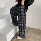 High Waist Plaid Wide Leg Pants Women Korean Fashionable Hip Hop Ladies Trousers Summer Casual All Match Pants New