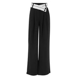 Spring Summer Commuting Color Bump Suit Pants Women Casual Drape Mopping Pants Wide Leg Trousers High-waisted Floor Fength Pants