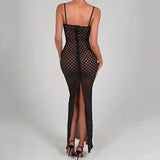 Sexy Sheer See Through Evening Party Dress Black Sexy Bodycon Formal Occasion Dresses Split Dresses for Women