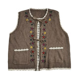 Embroiedry Flower Hollow Out Vest Top Women V neck Sleeveless Sweater Vest