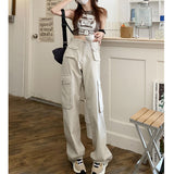 Cargo pants for women 2023 High waist retro y2k street fashion casual loose couple wide leg pants straight trousers female pants