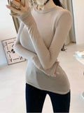 Thin T Shirt Women Cotton Long Sleeve Top T-Shirts Korean Style Slim Elastic Woman Clothes Tee Shirt Spring Camisetas De Mujer