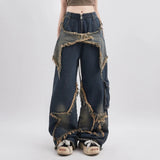 HiqdressY2K Vintage Women Denim Jeans Korean Streetwear Oversize Star Aesthetic Straight Trousers Wide Leg Jeans Grunge Pants Clothes