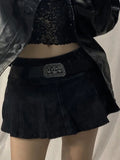 Pastel Goth Low Waist Micro Skirts Y2K Streetwear Acubi Pockets Patchwork A-line Skirt E-girl Aesthetics Outfits Zipper