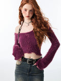 Hiqdress1 Fall Woman 2000s Gyaru Coquette Halter Crop Top Pullovers Slash Neck Jumper Fluffy Sweater Design Knitwears Y2K Hot Sexy Kawaii