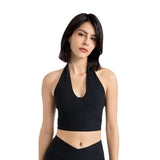 HiqdressSexy Backless Yoga Sports Bras Women  Wireless Workout Tops Nylon Gym Fitness Bras Activewear