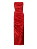 Elegant Satin Strapless Prom Dress Sexy Maxi Bodycon Celebrity Evening Party Dresses Black Formal Occasion Dress