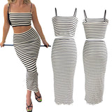 HiqdressTwo Piece Skirt Set Women's Suit y2k Clothes Summer Sexy Outfit Cropped Top and Split Skirt Chic Elegant Female Clothing