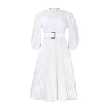 Summer oversized lace hook flower sexy hollow out pleated European and American dress cross-border dress