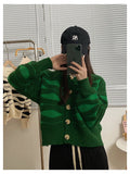 Oversized Sweaters for Women Autumn Knitted Cardigan Winter Striped Loose Jacket  Long Sleeve Crop Tops Y2k Cardigan for Girls