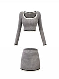 Hiqdress1 Fashion Knitted Suit Woman Y2k Crop Tops Sweater + Casual Shirt + Slim Bodycon Mini Skirt Korean 3 Piece Set Skirt  Autumn