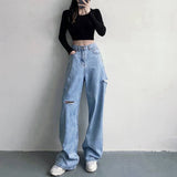 vintage spring 2022 womens fashion high waist Women's Wide leg jeans baggy woman denim capris Pants jean mom jeans trousers