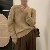 HiqdressNew High-quality V-neck Sweaters Women Twist Pullover Knitted Jumper Loose Pullover Slim Blouse Top Long Sleeve Casual Knitwear