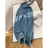 Jumpsuits Women Streetwear Denim Overalls Vintage Loose Casual Wide Leg Pants High Waist Strap Straight Jeans Trousers New