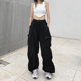 Streetwear Vintage Cargo Pants Womens Y2K Hip Hop Casual Baggy Wide Leg Straight Trousers Harajuku Oversize Overalls Sweatpants