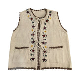 Embroiedry Flower Hollow Out Vest Top Women V neck Sleeveless Sweater Vest