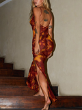 Spaghetti Leopard Sleeveless Maxi Dress