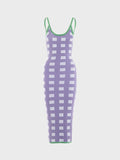 Y2K Vacation Purple Spaghetti Strap Lace-Up Design Vocation Dress Midi Dress