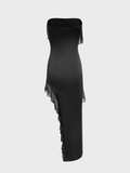 Y2k Black Slit Dress Midi Dress