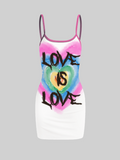 Y2k White Graffiti Ombre Spaghetti strap Dress Mini Dress